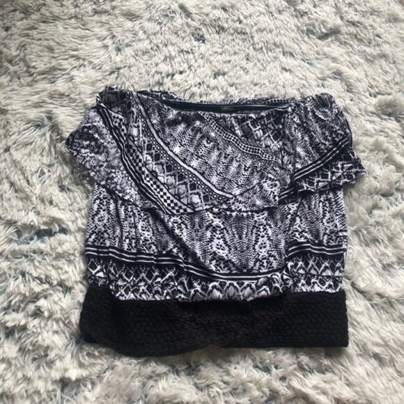 Jessica Simpson Small Black White Tube Crop Top - Picture 2 of 8